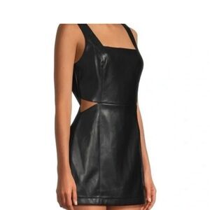 7 For All Mankind Black Faux Leather Mini Dress
